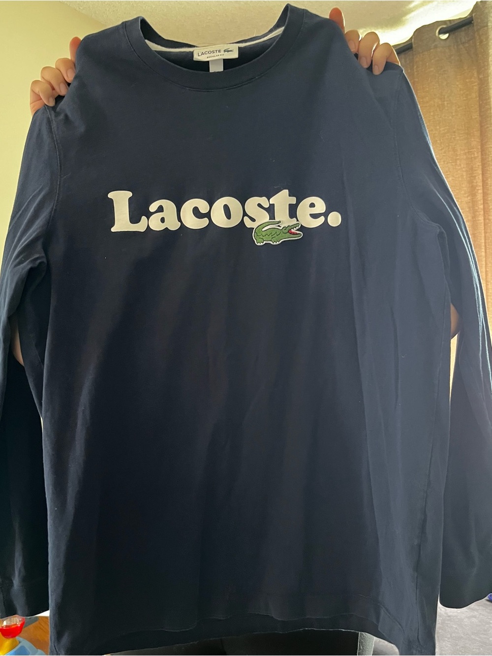 Adults Lacoste Navy Long-Sleeve Logo Tee
